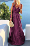 Momentlover Celebrities Elegant Solid Frenulum V Neck Evening Dress Dresses