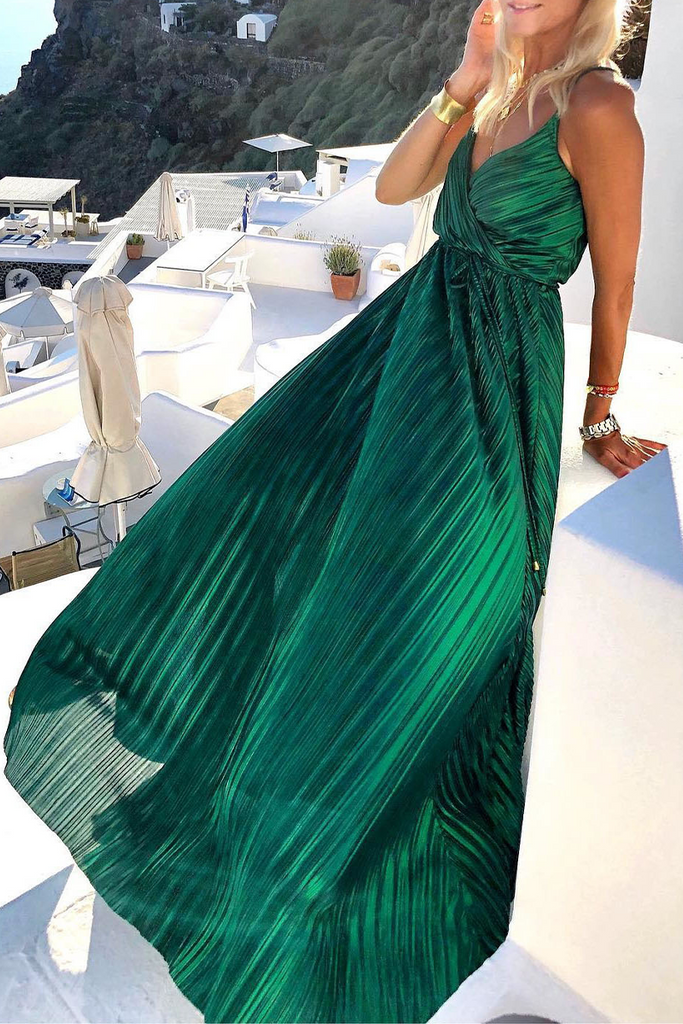 Momentlover Celebrities Elegant Solid Frenulum V Neck Evening Dress Dresses