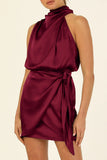 Momentlover Celebrities Elegant Solid Fold Halter A Line Dresses(6 Colors)