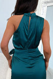 Momentlover Celebrities Elegant Solid Fold Halter A Line Dresses(6 Colors)