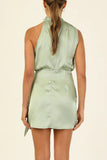 Momentlover Celebrities Elegant Solid Fold Halter A Line Dresses(6 Colors)