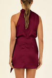 Momentlover Celebrities Elegant Solid Fold Halter A Line Dresses(6 Colors)