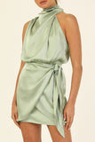 Momentlover Celebrities Elegant Solid Fold Halter A Line Dresses(6 Colors)