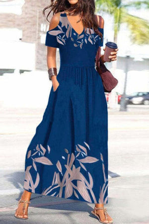Momentlover Casual Print Patchwork V Neck A Line Dresses