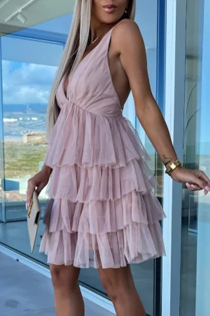 Momentlover Sexy Sweet Celebrities Solid Backless V Neck Evening Dress Dresses