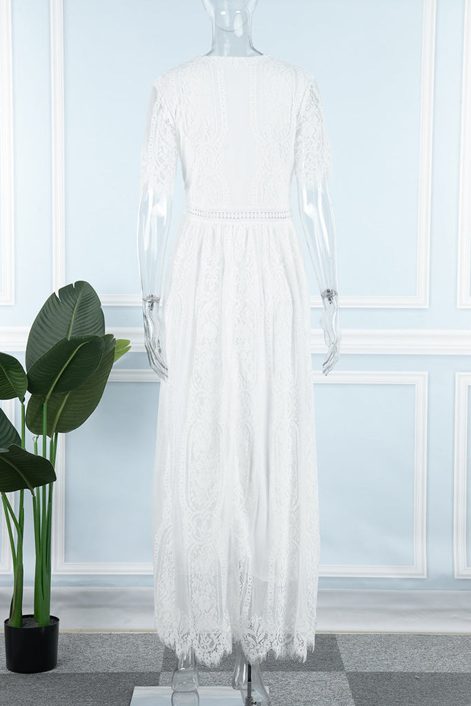 Momentlover Sweet Elegant Solid Hollowed Out Princess Dresses