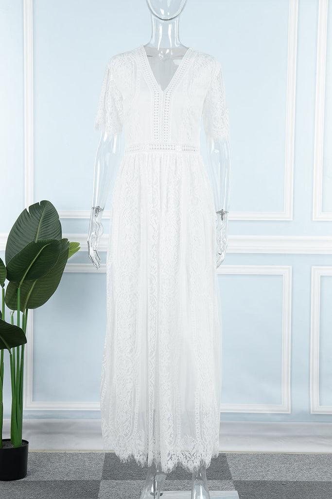 Momentlover Sweet Elegant Solid Hollowed Out Princess Dresses