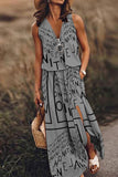 Momentlover Casual Street Letter Zipper V Neck Vest Dress Dresses