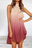 Momentlover Casual Street Gradual Change Contrast Halter Vest Dress Dresses