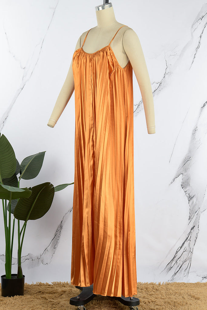 Momentlover Elegant Formal Solid Fold U Neck Dresses