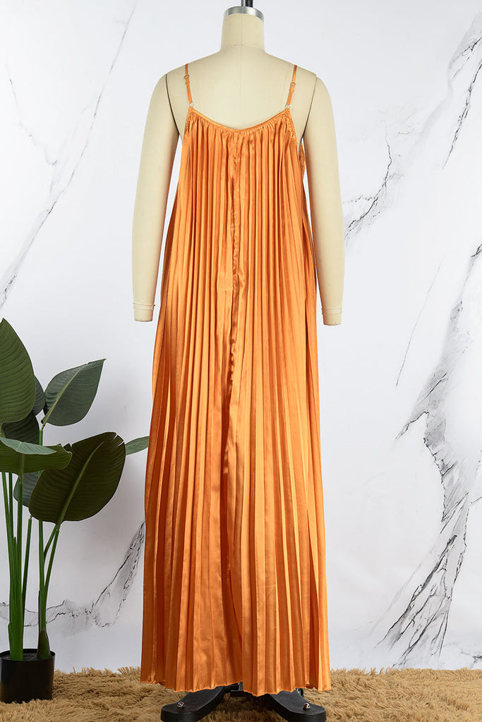 Momentlover Elegant Formal Solid Fold U Neck Dresses