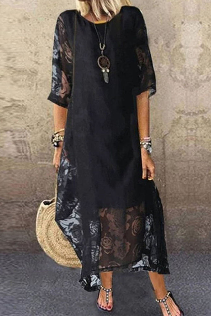 Momentlover Sweet Elegant Solid O Neck Short Sleeve Dress Dresses(3 Colors)