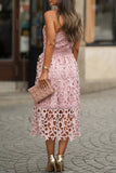 Momentlover Celebrities Elegant Solid Hollowed Out Oblique Collar One Shoulder Dress Dresses