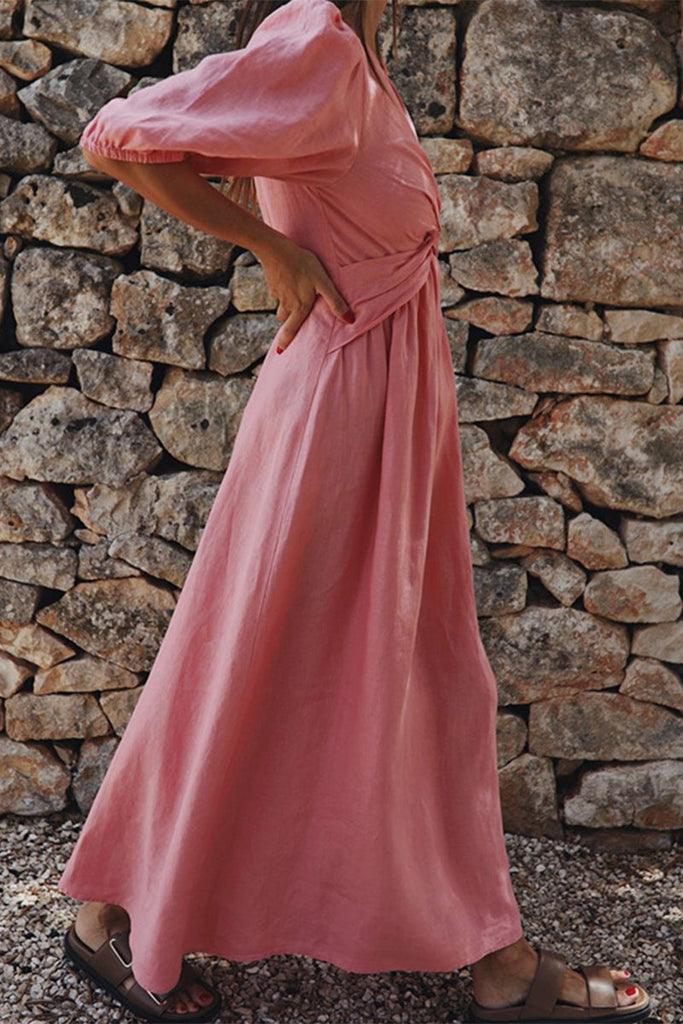 Momentlover Casual Simplicity Solid Solid Color V Neck Short Sleeve Dress Dresses