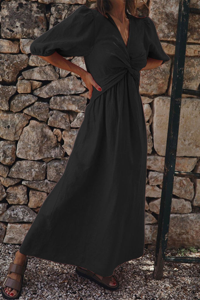 Momentlover Casual Simplicity Solid Solid Color V Neck Short Sleeve Dress Dresses