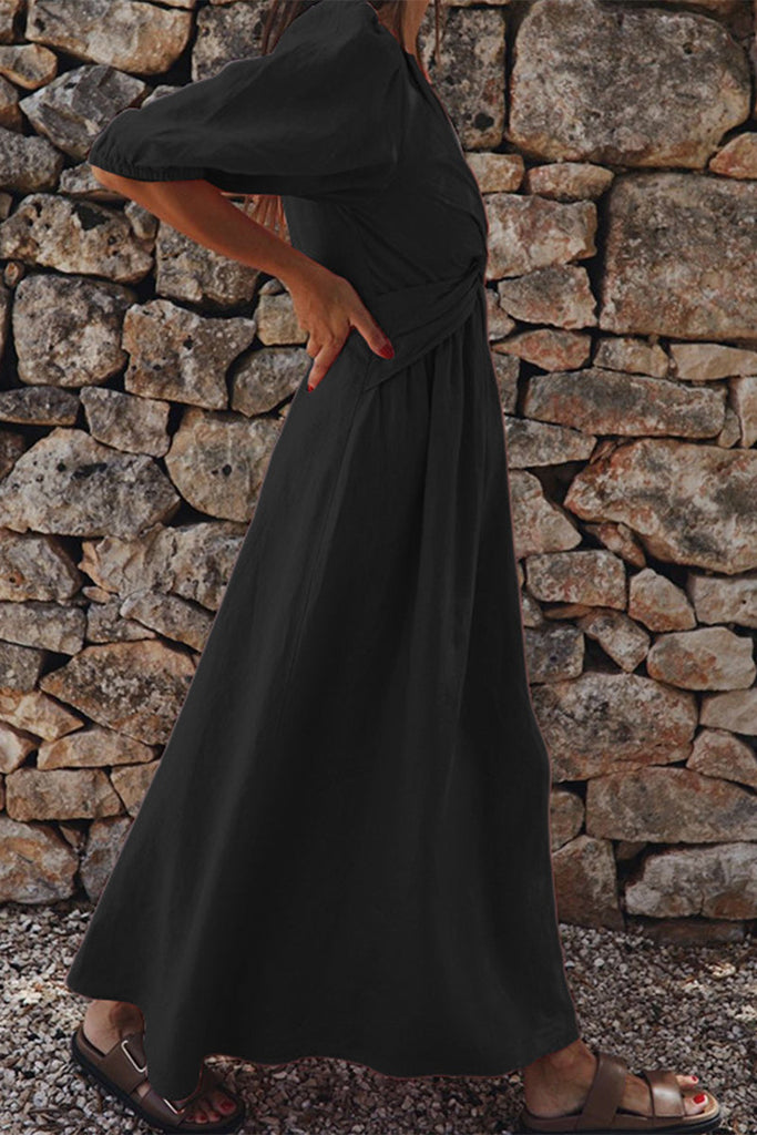 Momentlover Casual Simplicity Solid Solid Color V Neck Short Sleeve Dress Dresses