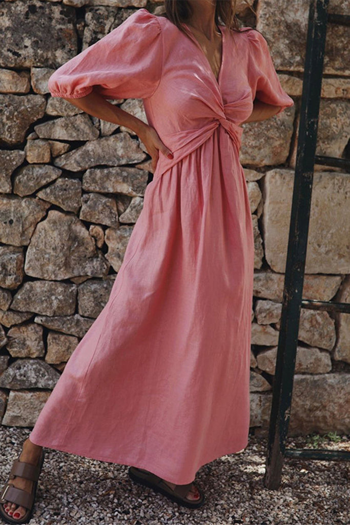 Momentlover Casual Simplicity Solid Solid Color V Neck Short Sleeve Dress Dresses