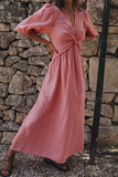 Momentlover Casual Simplicity Solid Solid Color V Neck Short Sleeve Dress Dresses