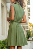 Momentlover Casual Solid Frenulum Turndown Collar Vest Dress Dresses