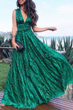 Momentlover Sexy Vacation Print Patchwork V Neck Waist Skirt Dresses