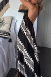 Momentlover College Vacation Print Patchwork Halter Beach Dress Dresses