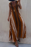 Momentlover Casual College Geometric Print Fold V Neck A Line Dresses