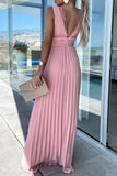 Momentlover Celebrities Elegant Solid Lace V Neck Waist Skirt Dresses