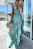 Momentlover Celebrities Elegant Solid Lace V Neck Waist Skirt Dresses
