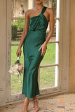 Momentlover Sweet Elegant Solid One Shoulder Evening Dress Dresses
