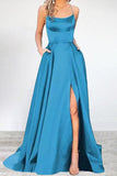 Momentlover Sexy Formal Solid High Opening U Neck Evening Dress Dresses