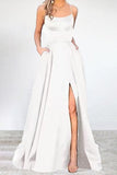 Momentlover Sexy Formal Solid High Opening U Neck Evening Dress Dresses