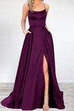 Momentlover Sexy Formal Solid High Opening U Neck Evening Dress Dresses