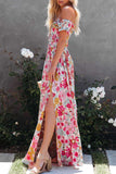 Momentlover Elegant Vacation Floral Patchwork Off the Shoulder Printed Dress Dresses
