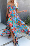 Momentlover Elegant Vacation Floral Patchwork Off the Shoulder Printed Dress Dresses