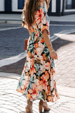 Momentlover Sweet Elegant Floral Flounce V Neck Irregular Dress Dresses