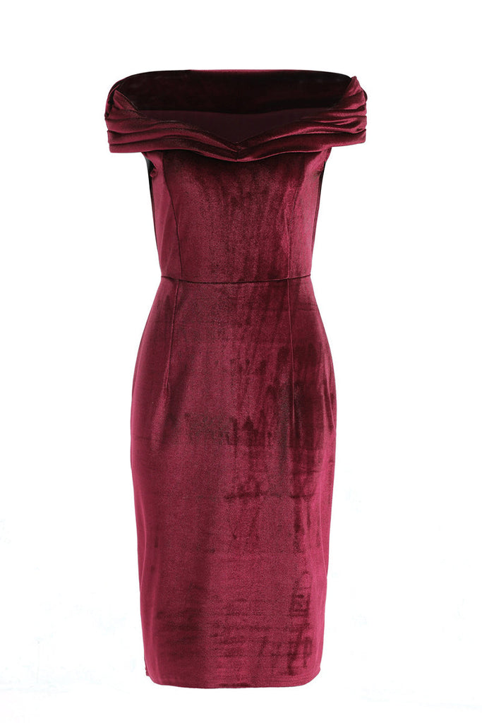 Momentlover Sexy Solid Fold Off the Shoulder One Step Skirt Dresses(4 Colors)