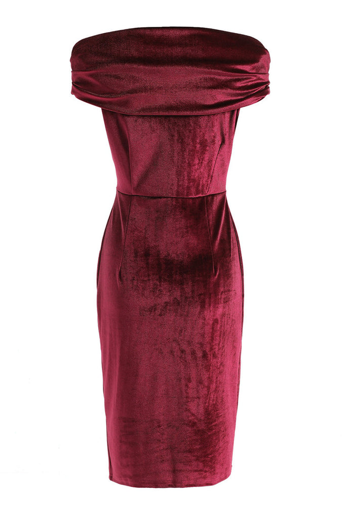 Momentlover Sexy Solid Fold Off the Shoulder One Step Skirt Dresses(4 Colors)