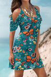 Momentlover Casual Floral Patchwork U Neck Printed Dress Dresses(11 Colors)