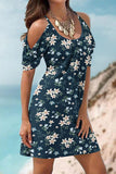 Momentlover Casual Floral Patchwork U Neck Printed Dress Dresses(11 Colors)