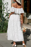 Momentlover Sweet Elegant Solid Lace Off the Shoulder A Line Dresses