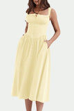 Momentlover Elegant Solid Patchwork U Neck Sling Dress Dresses