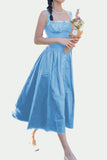 Momentlover Elegant Solid Patchwork U Neck Sling Dress Dresses