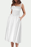 Momentlover Elegant Solid Patchwork U Neck Sling Dress Dresses