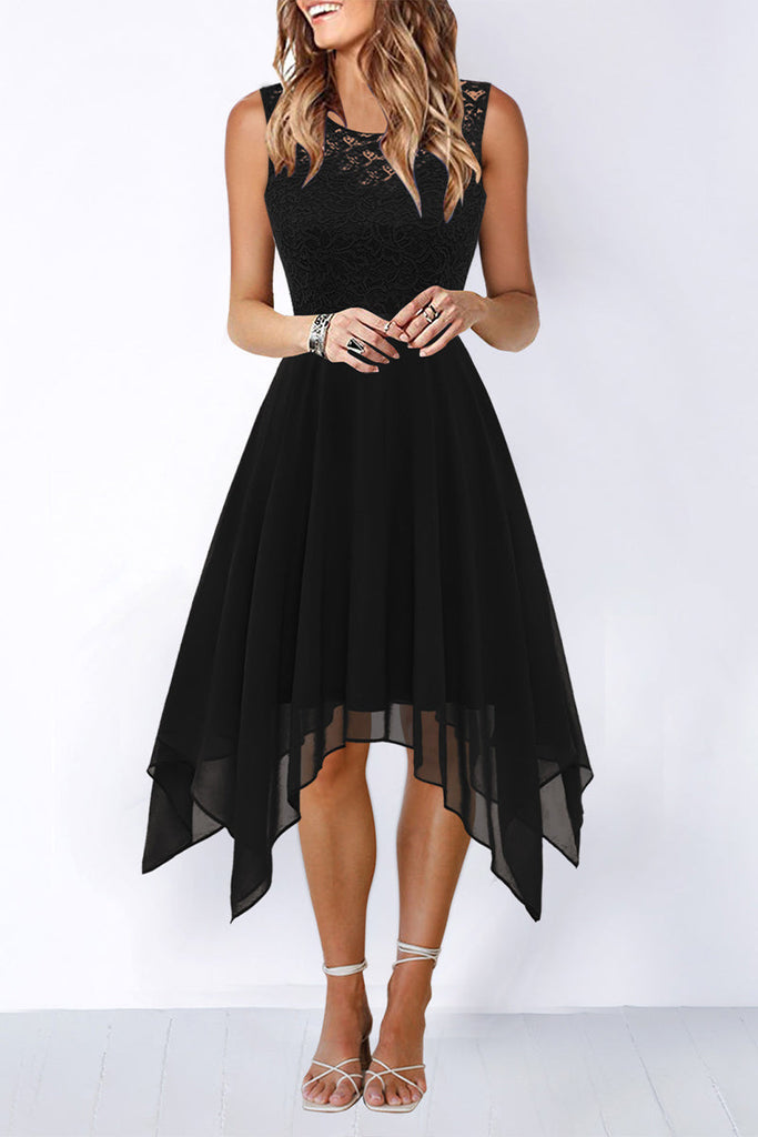 Momentlover Elegant Formal Solid Asymmetrical O Neck Evening Dress Dresses(8 Colors)