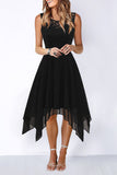 Momentlover Elegant Formal Solid Asymmetrical O Neck Evening Dress Dresses(8 Colors)