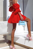 Momentlover Sexy Solid Backless Off the Shoulder A Line Dresses