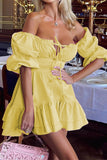 Momentlover Sexy Solid Backless Off the Shoulder A Line Dresses