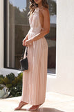 Momentlover Elegant Solid Backless Fold Halter Waist Skirt Dresses(4 Colors)