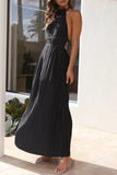 Momentlover Elegant Solid Backless Fold Halter Waist Skirt Dresses(4 Colors)