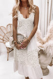 Momentlover Sweet Elegant Solid Lace V Neck Vest Dress Dresses